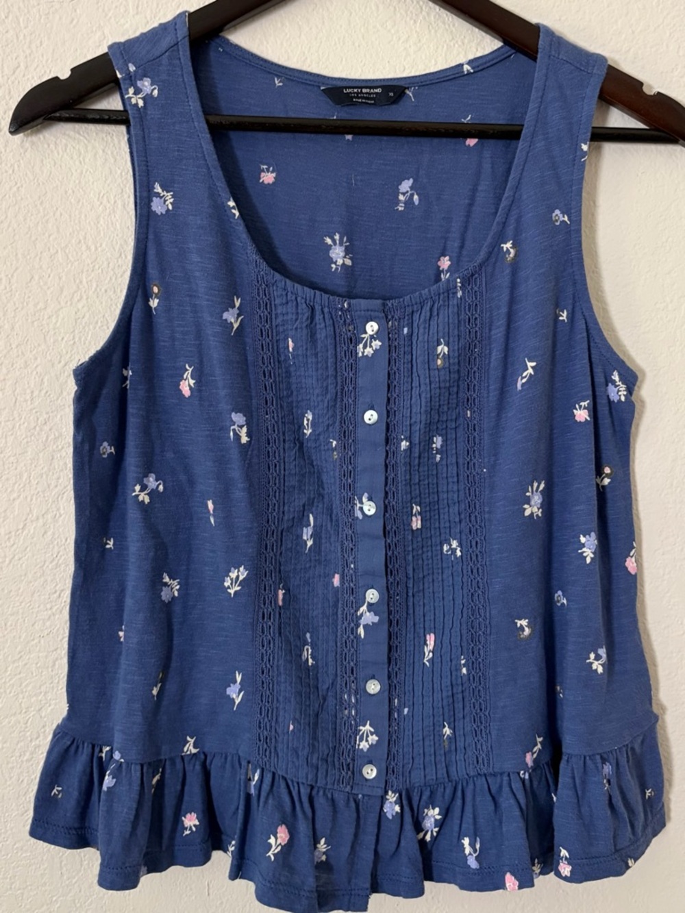 LUCKY BRAND Women’s Blue Floral Sleeveless Top Size XS